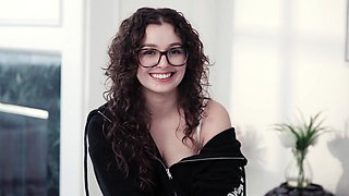 Leana's luscious lips devour Jay in a sensual blowjob