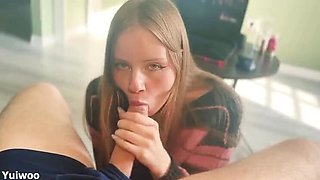 StepDaughter Yuiwoo Gives Dick Massage and Gets Creampie in Tight Pussy - Cowgirl Riding Big Cock POV