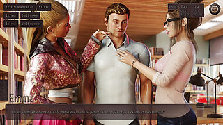 Threesome with Two Hot Collage Girl in Public Library - 3D Hentai Animated Porn With Sound - Living With Temptation