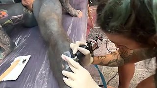 Tattooed and Piercings Titty Tattoo Session Turns Into Wild Anal Ride