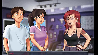 Summertime saga: girl is making a tattoo on her ass ep 128