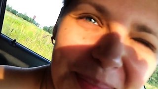 Russian Amateur Gives Blowjob in a Car