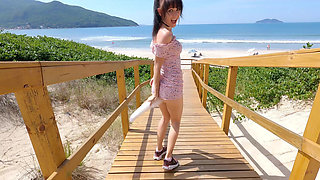 Squirting on Public Beach and Dripping Anal Creampie! Step Stepsister & Honey Play Box Part 3