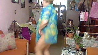 Old woman is dancing in her pantyhose 2