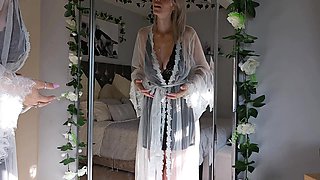 Nasty blonde girl solo pussy toying and masturbation fun