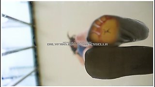 Giantess Girl Puts Shrunken Slave In Her Latex Shoes/socks
