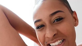 Exotic babe Jazzy Jamison looks cute sucking a fat dick