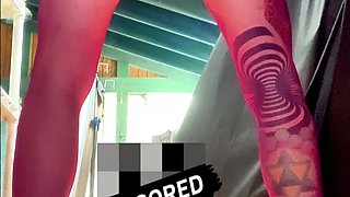 cute stocking shemale Outdoor Exhibition jumping insight dildo anal