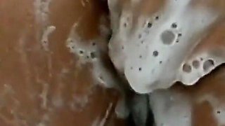 Wasshing my big bubble butt at shower in the bathroom