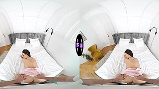 Brunette teen Matty Mila rides cock in pov with spread legs