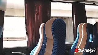 Risky Blowjob On A Public Bus - She Swallows All My Cum