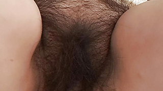 wife making her hairy pussy happy