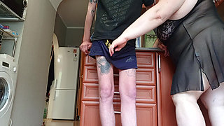 A Friend Fucks Me in the Mouth in the Kitchen and Feeds Me Cum