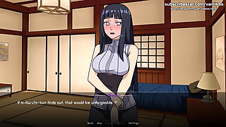 Naruto: Kunoichi Trainer - Hot 18yo Hinata Hyuga Teen Blowjob And Double Penetration Anal Sex. Her Tight Ass Gets Creampied