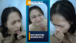 High School Girl Sucks Her Teacher's Cock in the Toilet Behind the School For Better Grade - Minokiiko