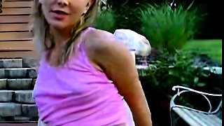 Cute blonde teen outdoor anal fuck