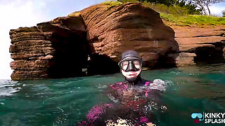 Diving in My Shiny Two-piece Wetsuit