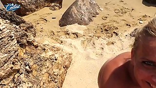Julia Pink And Costas Antonis - German Milf Fucked And Cummed On The Nudist Beach In Greece
