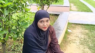 Poor Muslim Hijab Girl Fucks Producer For Money - Outdoor Garden Sex Hindi Urdu