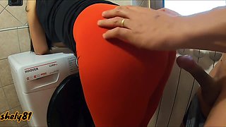 Step Mom In Leggings Teases And Lets Her Stepson Touch, Rub And Cumshot On Ass (over Pants)