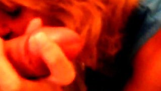 Blonde Granny Blowjob in a Bathroom