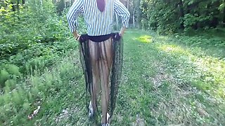 Submissive hottie lets Russian hunk do whatever he likes in public park