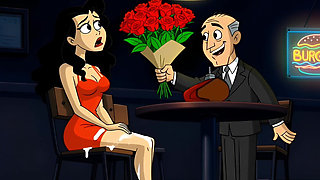 Valentine's Day. Cartoon in Which a Wife Is Fucked in a Public Toilet