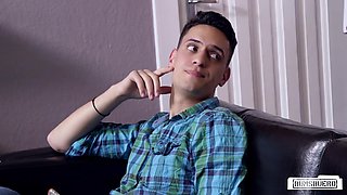 Bosomy Cougar Fucks Two Guys At The Office