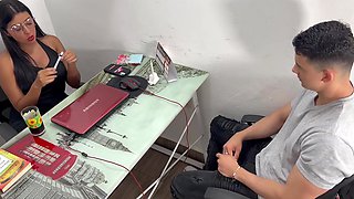 The hr needed to check his physical conditions with her mouth