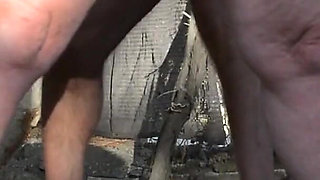 Pissing White Knickers Outside in Bondage