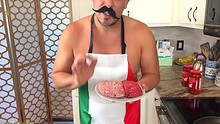 Chef Antonio Fucks Busty BBW in Kitchen - Hairy Creampie & Ass Licking