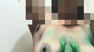 Holi Special Taking Bath See My Toilet Pressure And Big Boobs