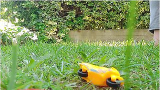 Giantess With Big Sweaty Feet Crushes Toy Cars And Smashes Them All