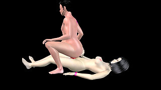 Animated 3D Porn - Asian Man Riding Strap on in Ass by Beautiful Girl