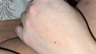 Step mom stick her hand on step son dick in erection and handjob his dick