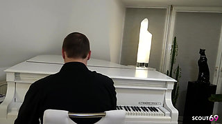 German Nymphomaniac Curvy BBW Girl Nicky with Natural Saggy Tits Get First MMF 3some Fuck