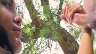 Hot Brunette Babe Gets Rough Outdoor Pounding and Creamy Cumshot