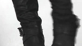 Slave's Orgasm Under Mistress Sydney's Boots