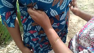 Step Sisters Inba and Laxi Ammu Outdoor Threesome Fingering and Fucking