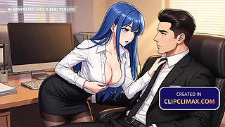 Anime Secretary Seduces Boss in Empty Office: Kiss, Blowjob & Cowgirl Hentai Sex Using Skirt & Stockings - Coworker Sex