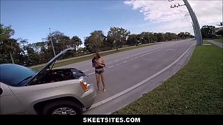 Big Tits teenager screwed by stranger for money to fix car pov