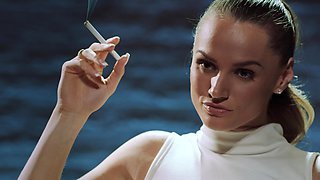 Skinny brunette Tori Black rides a big cock in the bedroom with passion.