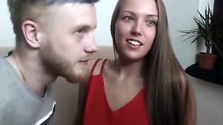 young webcam couple can't stop kissing