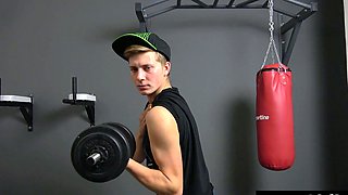 Blond Czech Twink Flexing Big Dick