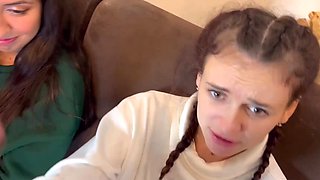 Two skinny Russian bitches fuck with guys and the dudes cum inside
