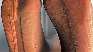 Watch Me Tease You with My Ripped Nylon Feet Through the Glass