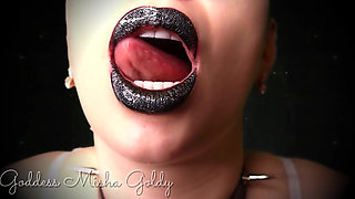 You're so fortunate that I let you worship and wank all over my glossy black lips!