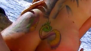 Sexy teen milky fucked by step dad on the beach on vacation