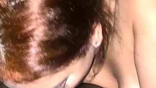 Erotic amateur girl giving blowjob and titjob in POV