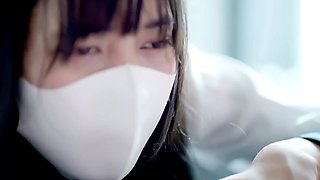 Sensual doggy sex with cute Japanese girl in school uniform